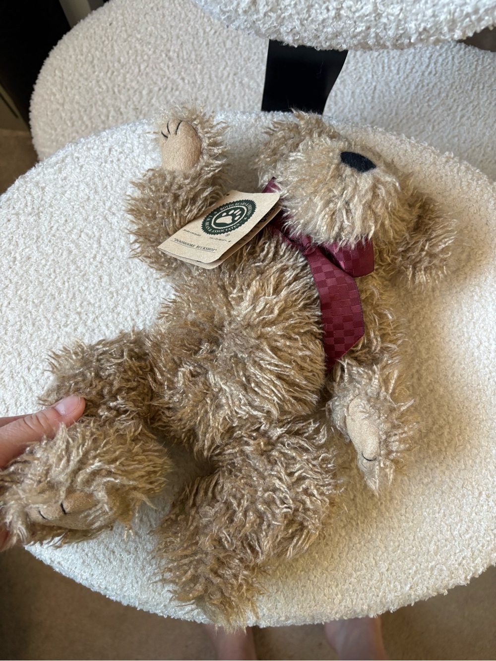 Vintage Boyds Bears “Doomoore Buckshot” Plush Teddy Bear w/ Burgundy Ribbon